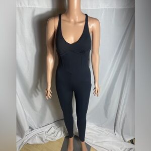 Lici Fit Black Open Back Jumpsuit Small Scrunch Back Activewear